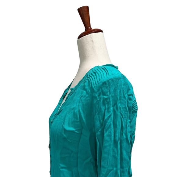 Daniel Rainn Women's Shirt Size Large Teal Boho Western Blouse Top Country - Picture 7 of 9